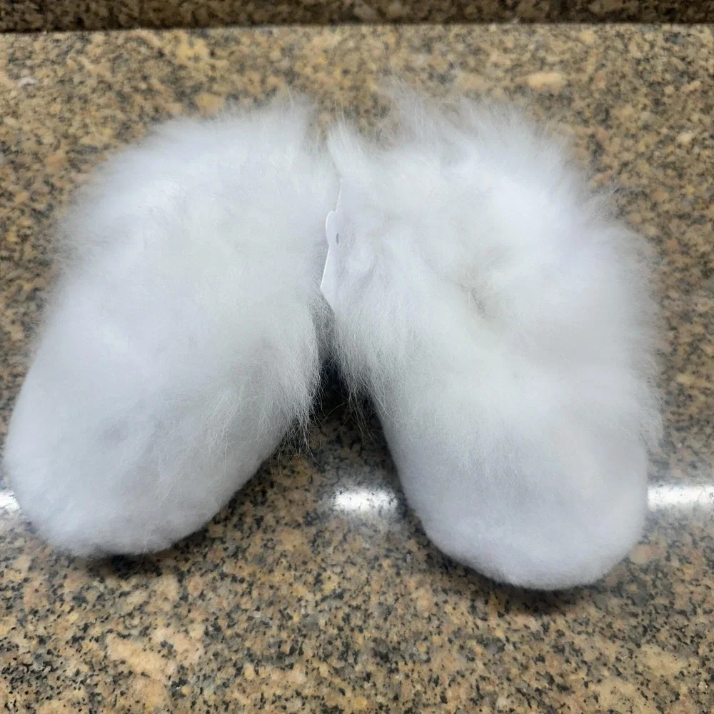 RH Baby & Child Slippers Baby Toddler 24 Month White Luxe Alpaca Shearling Lined